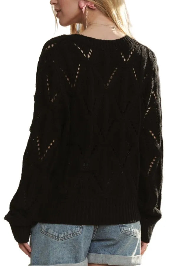 Loose Fit V Neck Knit Top