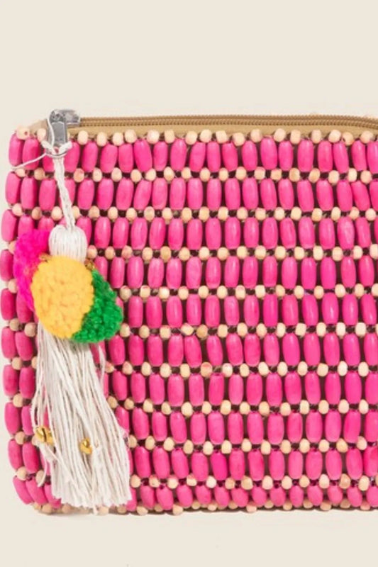 Wooden Beaded Rectangle Bag