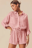 Textured Knit Button Front Romper