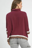 Chic Scallop-Hemmed Colorblock Button-Up Shirt