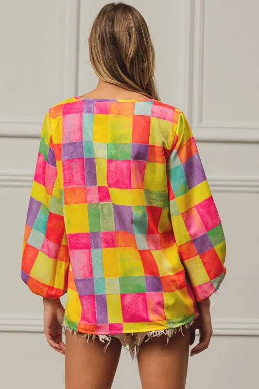 Multi Block Bubble Pop Ballon Top