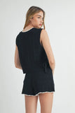 Side Tie Detail Knit Vest and Shorts Set