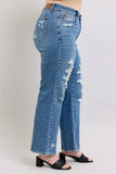 Full Size High Waist Heavy Destroy Straight Jeans Plus Size