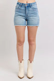 High Waist Western Embroidery Detail Cut Off Denim Shorts