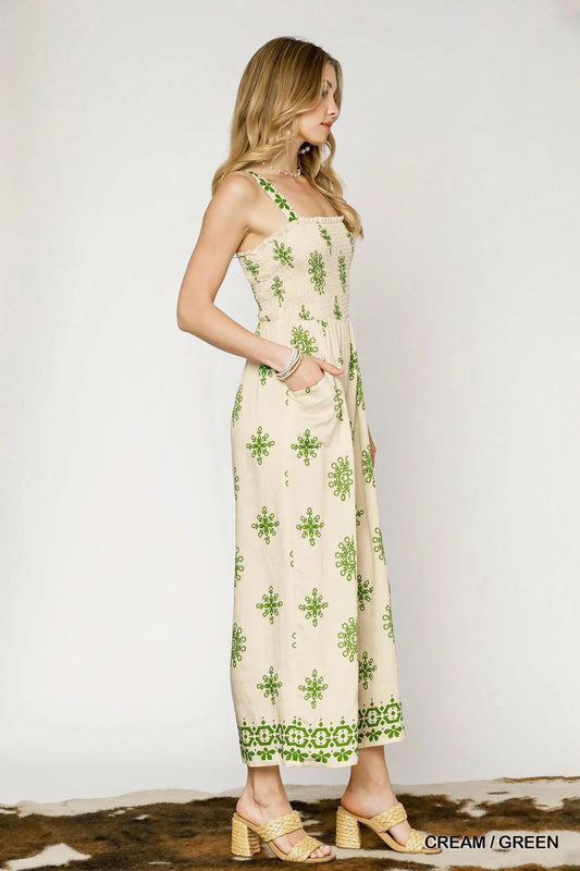 Tropical Pineapple Wide Leg Camisole Jumpsuit