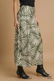 Tropical Palm Leaf Wide-Leg Culotte Pants