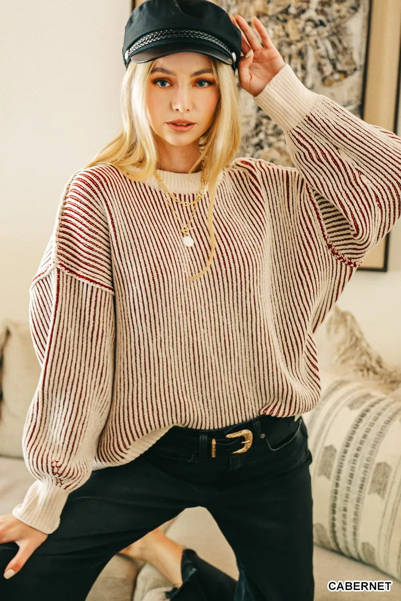 Vertical Stripe Crewneck Sweater