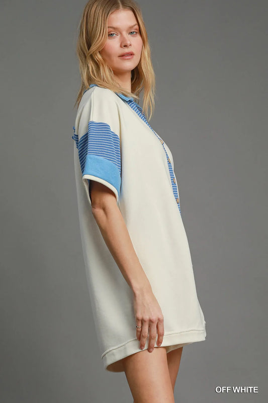Terry Collared Block Romper