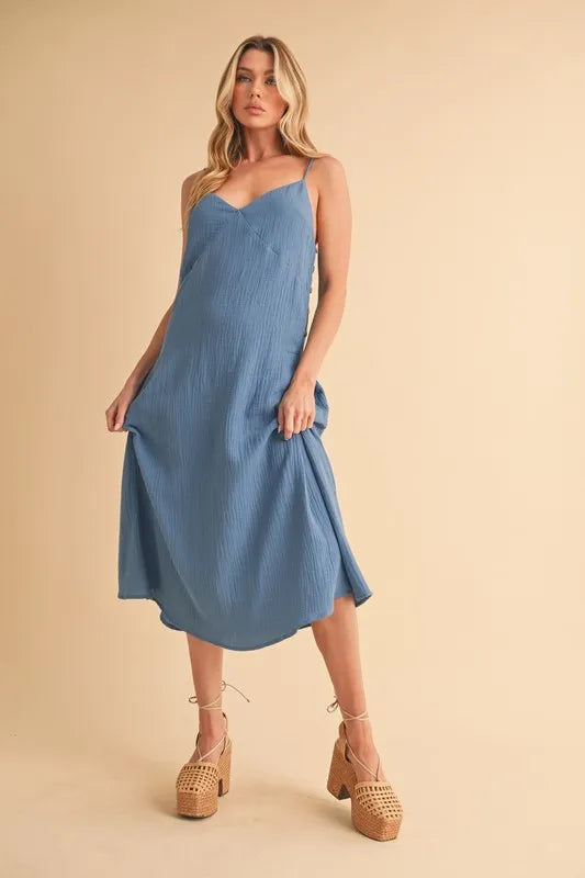 Side Button Midi Cami Dress