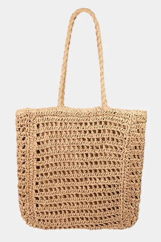 Straw Braided Beach Tote Bag