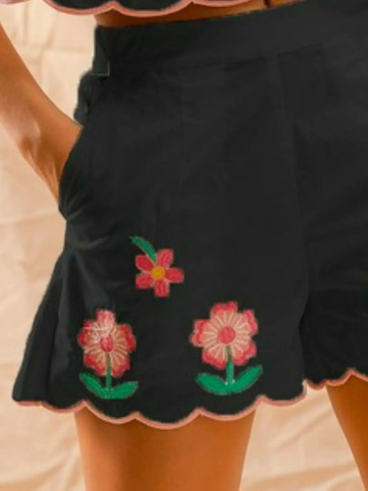 Floral Embroidered Camisole and Mini Skirt Set