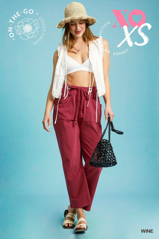 Adjustable Waist Relaxed Fit Casual Bottoms