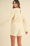 Round Neck Long Sleeve Sweater Romper