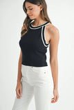 Contrast Trim Grecian Neck Cropped Tank