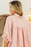 Sequin Striped Short Dolman Sleeve Blouse