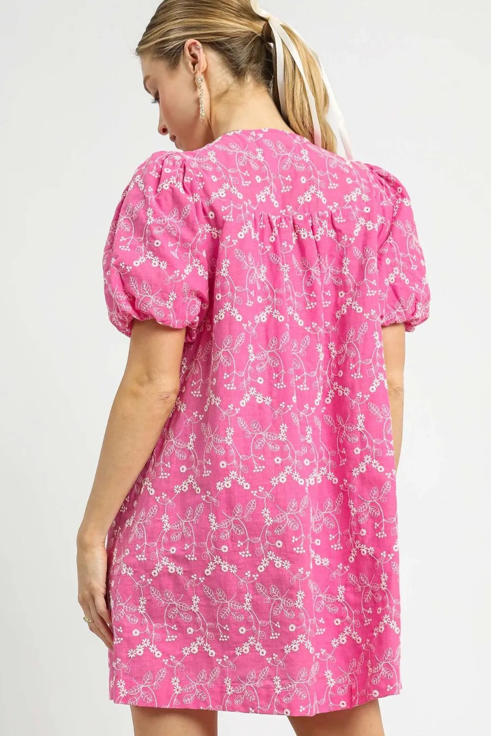 Romantic Puff Sleeve V-Neck Floral Dress