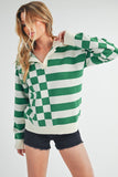 Striped & Checkered Drop Shoulder Sweater