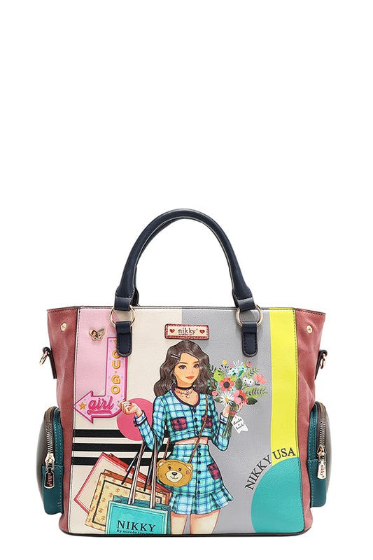 Eco-Leather Handbag with Side Pockets