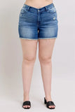 Full Size V-Front Denim Shorts with Shield Pockets Plus Size