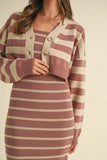 Stripe Crop Cardigan and Bodycon Dress Sweater Set