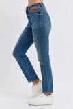 Full Size HW Plaid Patch Slim Fit Jeans Plus Size