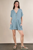 Two Tone Ribbed Knit Comfy Casual Romper