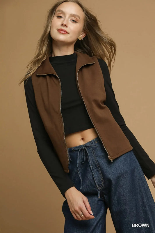Zip-Up Tailored Vest with Pockets