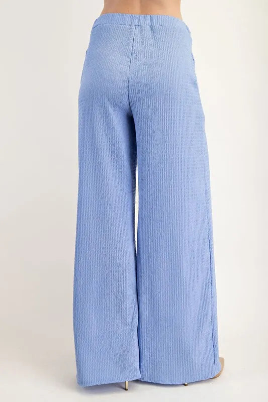 Textured Wide-Leg Pants with Pockets