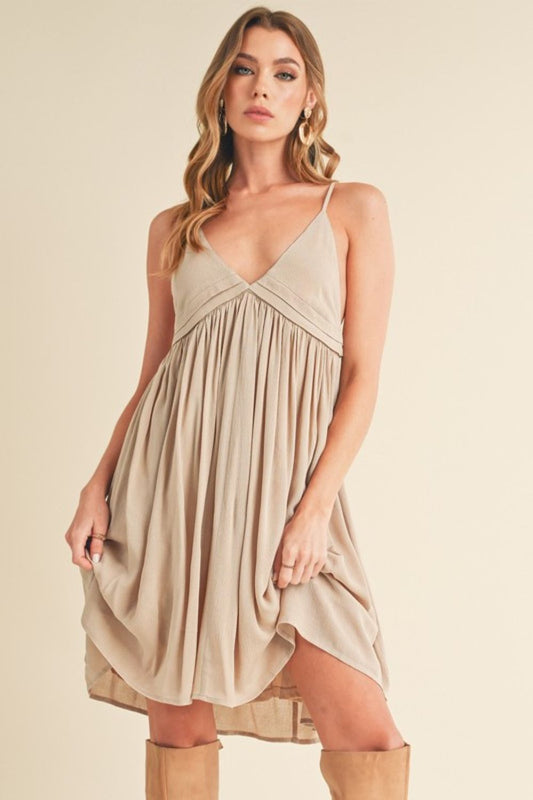 Ruched Plunge Mini Cami Dress