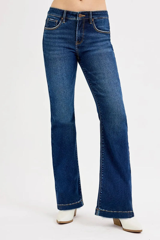 Full Size Mid Rise Tummy Control Flare Jeans