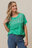 Rhinestone Beaded Short Sleeve Top