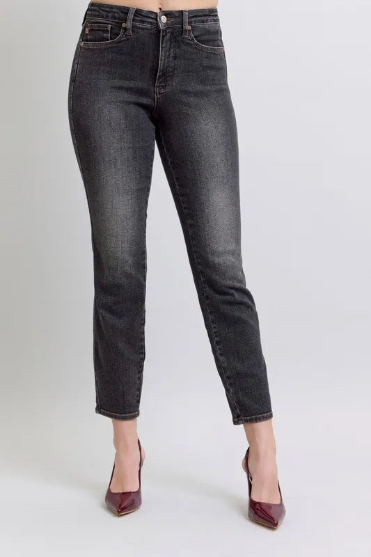 Full Size Midi Rise Tummy Control Slim Jeans Plus Size