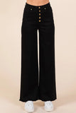 Twill High Waisted Button Fly Wide Leg Pants