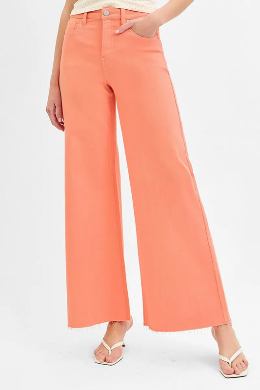 High Rise Slimming Palazzo Denim Pants - Plus Size