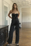 Rhinestone Applique Bustier Jumpsuit