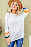 Color Stripe Sleeve Sweater Top