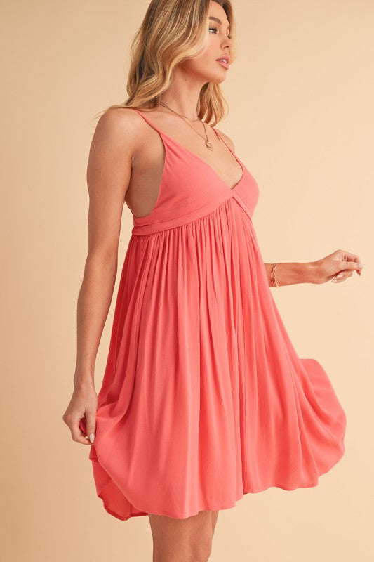 Ruched Plunge Mini Cami Dress