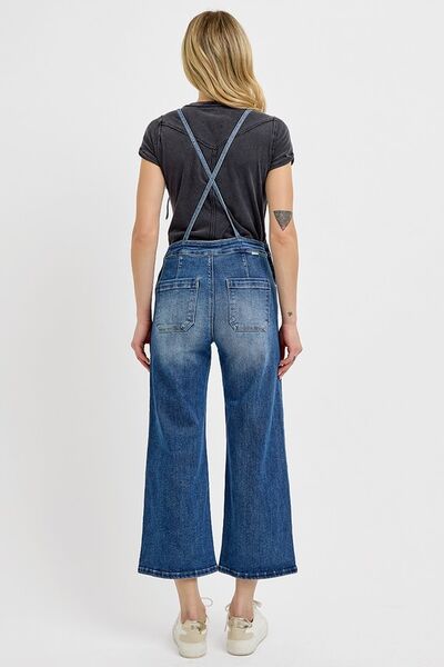 Full Size Knotted Strap Denim Overalls with Pockets Plus Size