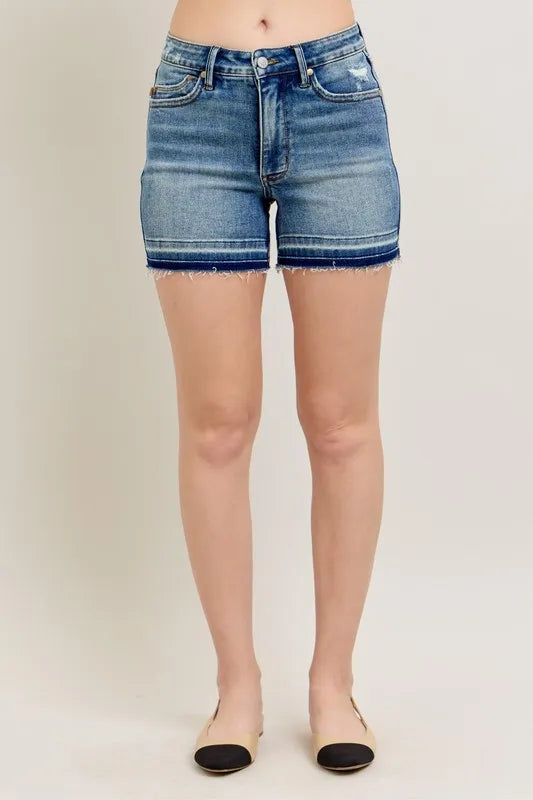 Mr Tummy Control Vintage Wash Release Hem Shorts