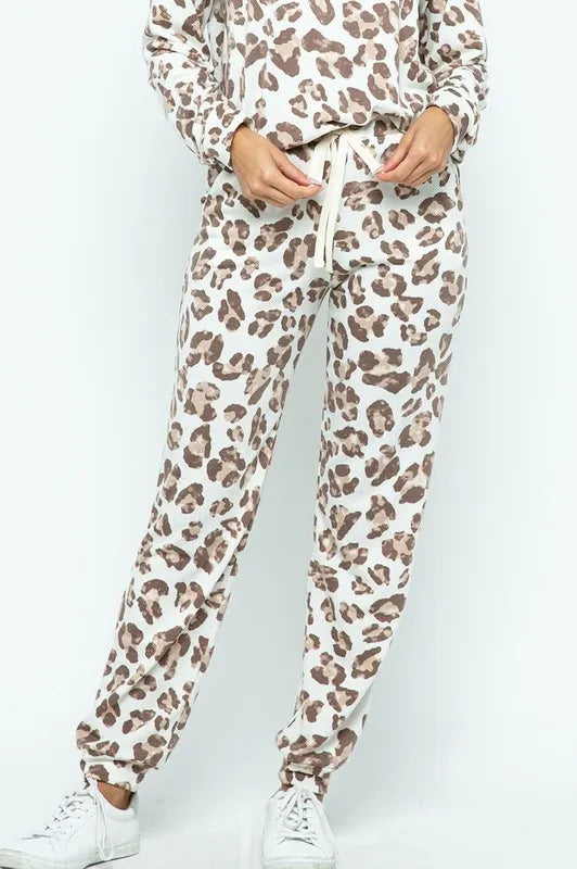 Leopard Casual Pants with Side Pockets