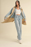 Layered Look Trench Coat With Denim Jacket