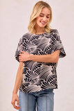 Ruffled Sleeve Fashion Print Blouse