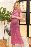 Lurex Crochet Lace Up Cover Up Dress