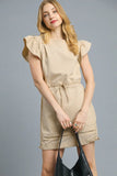 Chic Ruffle Sleeve Tie Waist Short Dress