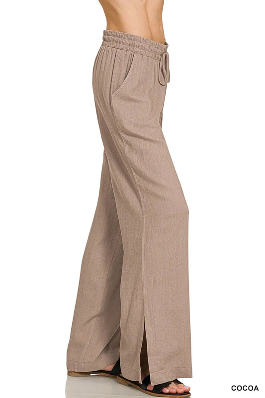 Breathable Drawstring Wide-Leg Pants