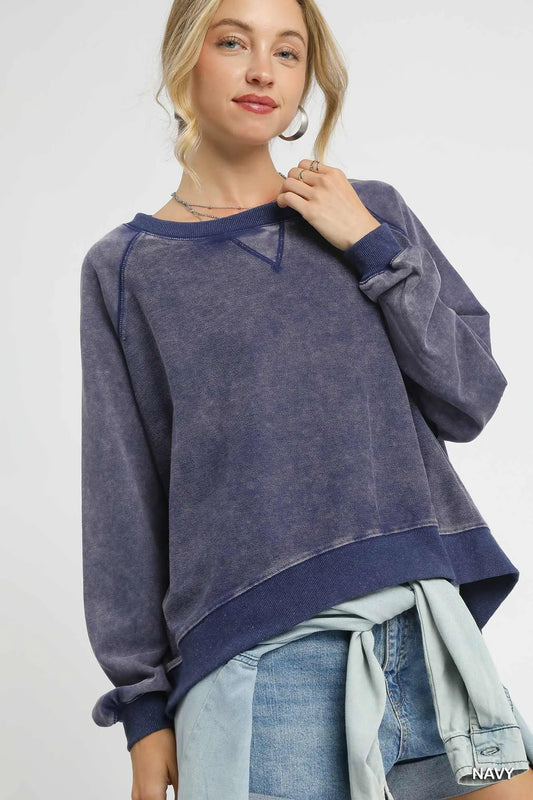 Edgy Mineral Wash Terry Sweatshirt