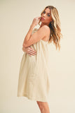 Embroidered Trim Gauze Square Neck Mini Cami Dress