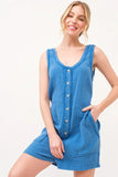 Washed Gauze Front Button Down Romper