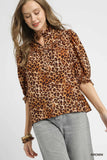 Fierce Ruffle Neck Animal Print Blouse