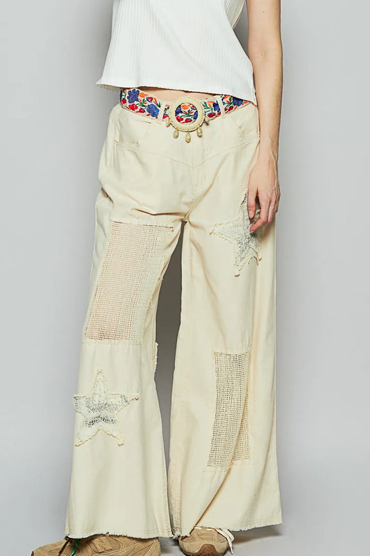 Edgy Star Accent Wide-Leg Pants